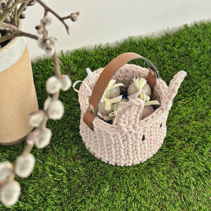 Nyuszis horgolt kosár